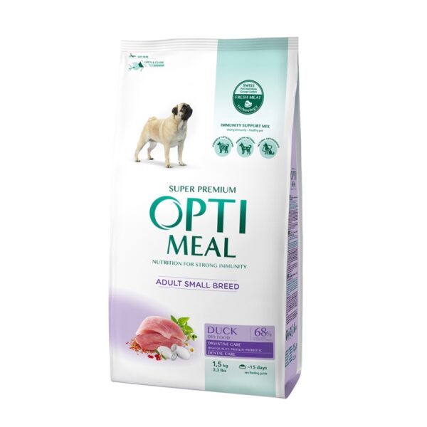 OPTIMEAL - Dry dog food for adult dogs of small breeds - DUCK 1.5 kg