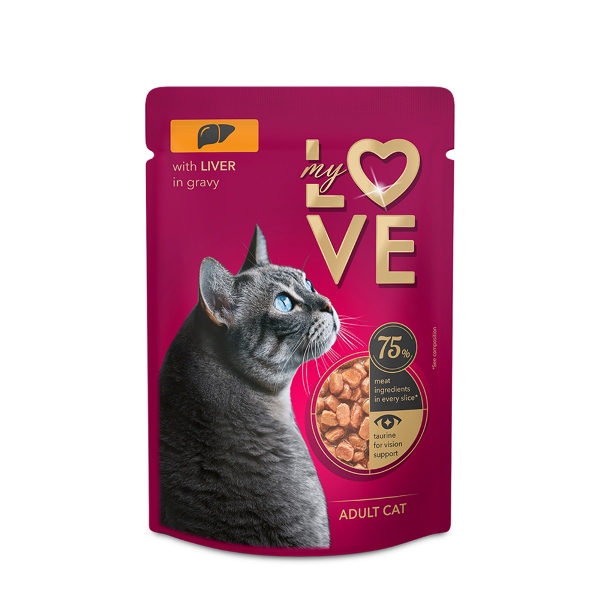 MYLOVE Yγρή τροφή για Ενήλικες Γάτες ΜΕ Ι 85gr